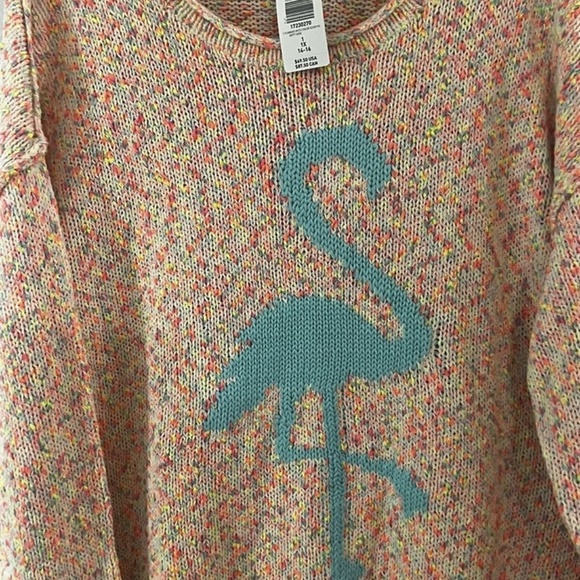 Flamingo Sweater Pullover-Torrid Women's Size 1X/14-16 Cotton Blend PeachBlue - Picture 6 of 12